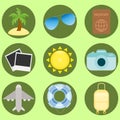 Tourism and Travel round icon set.